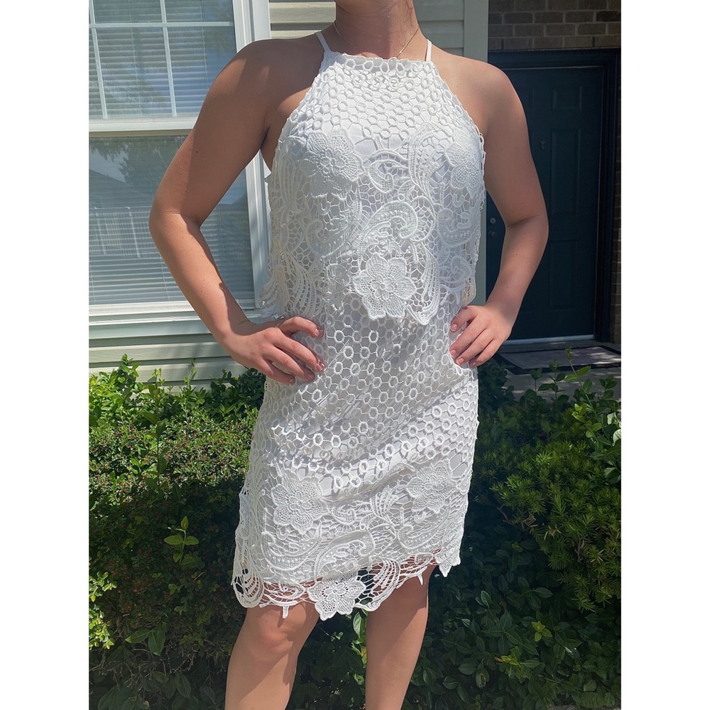 White Lace Mini Dress